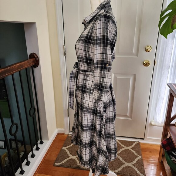 NWT Harlow & Rose Women's Plaid Casual Shirt Dress Size M - Picture 2 of 10